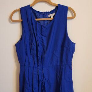 Blue J Crew midi sleeveless dress with pleating detail